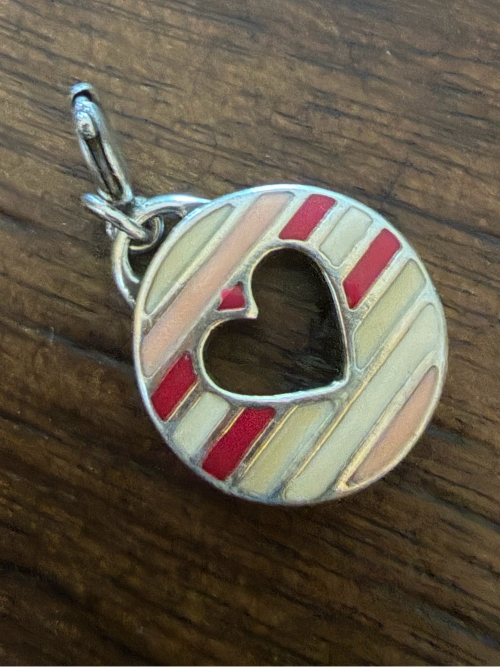 Brighton Jewelry Heart Charm Cutout Striped RETIRED Collectors